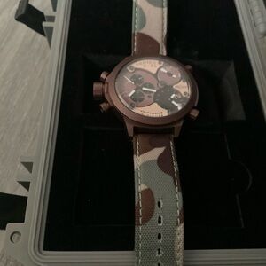 Camo Pattern Watch with Brown Accents
